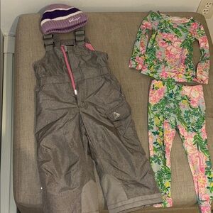 Snow pants, hat and lilly P pajama set!